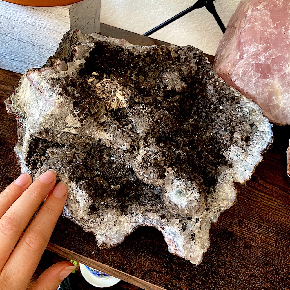 Black Moroccan Amethyst with Green Fuorite